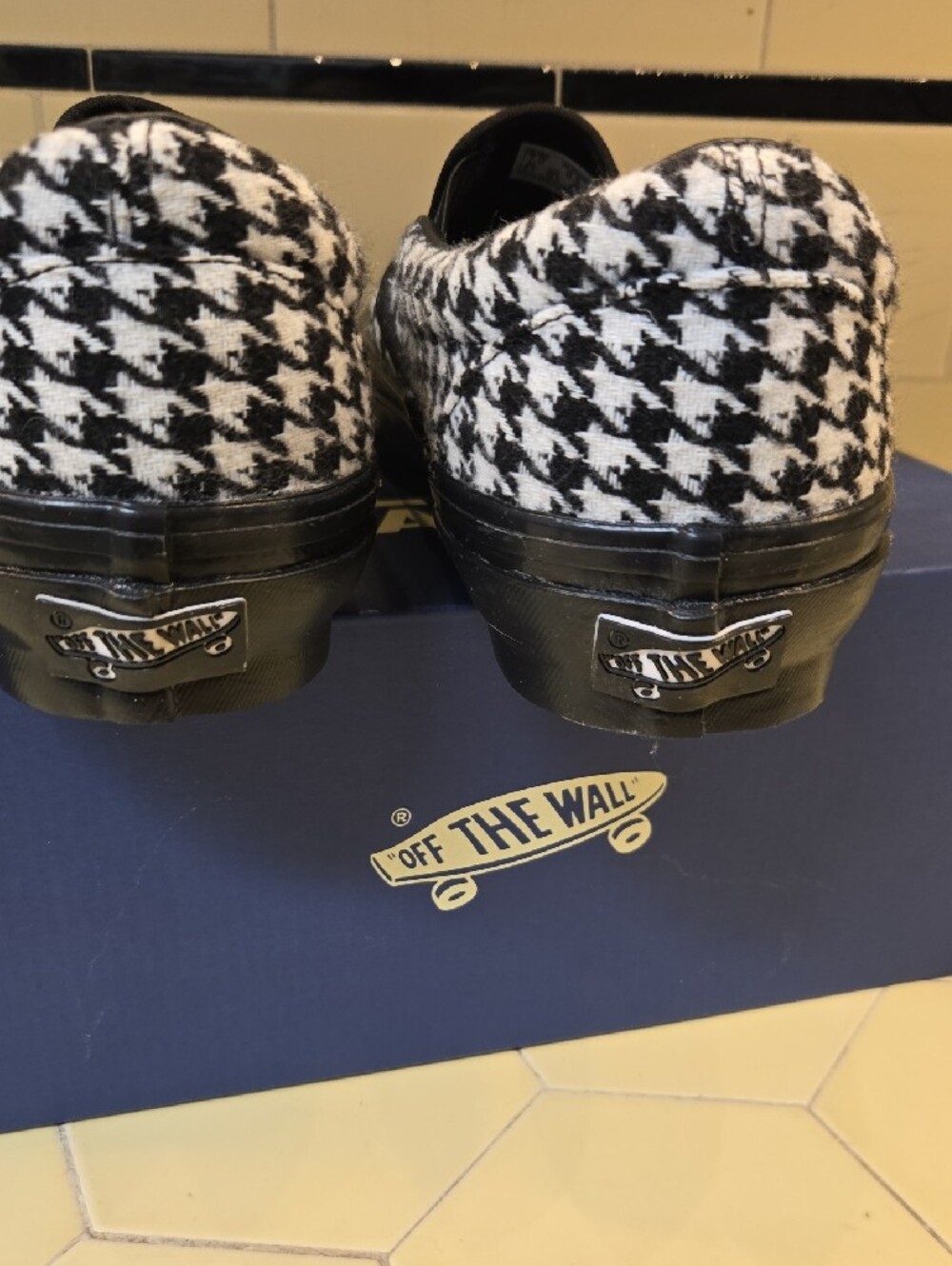 Vans Black & White Houndstooth Slip-On Loafers - Picture 3 of 4